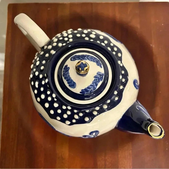Heather Goldminc Blue Sky Clayworks Blue and White Teapot - Picture 7 of 10